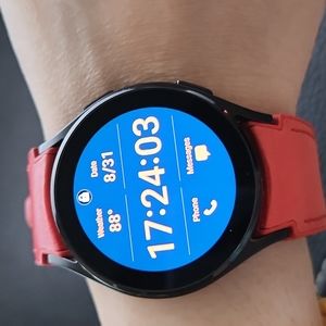 COPY - Samsung Galaxy watch 4 40mm with red leather strap.